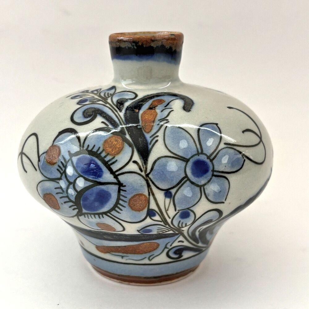 Ken Edwards Tonala El Palomar Vase Mexico Signed Ethnic Pottery Vintage 4”